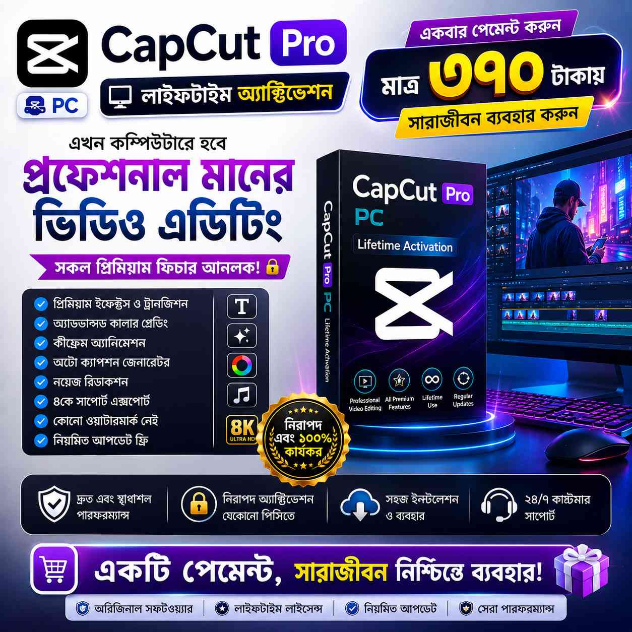 ক্যাপকাট প্রো পিসি লাইফটাইম অ্যাক্টিভেশন - সকল প্রিমিয়াম ফিচার আনলক!